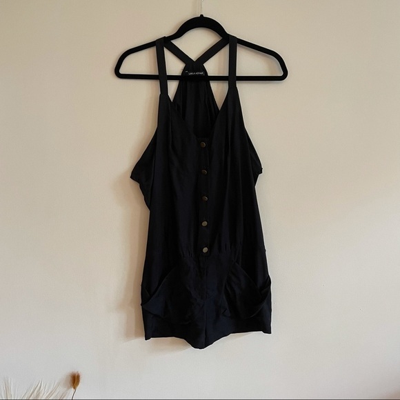 LAILA AZHAR Black Satin Romper - Picture 3 of 11